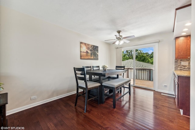 7626 Deerfield Ave, Woodridge, IL 60517 - dining space featuring dark wood-style flooring and a ceiling fan