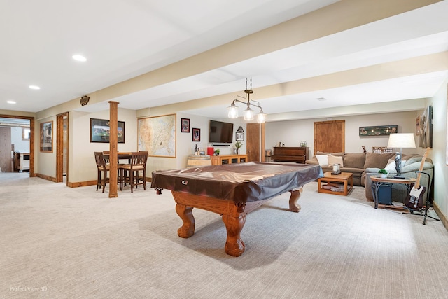 2024 Taller Rd, Morris, IL 60450 - rec room featuring light colored carpet, recessed lighting, and pool table