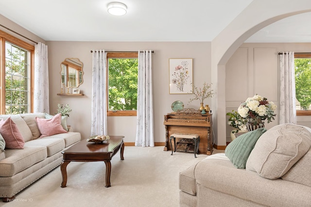 2024 Taller Rd, Morris, IL 60450 - living room with arched walkways and carpet floors