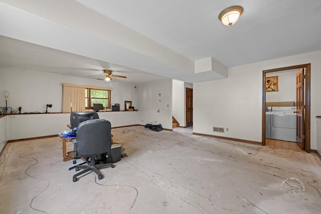 1340 Ironwood Ct, Aurora, IL 60506 - office space featuring separate washer and dryer and ceiling fan
