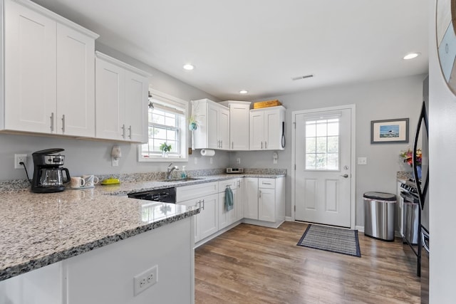 1523 Eadens Pl Unit 1523, Dixon, IL 61021 - kitchen featuring plenty of natural light, white cabinets, light wood finished floors, and recessed lighting