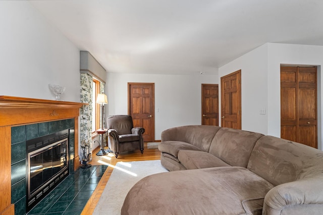 856 Fieldcrest Dr, Bolingbrook, IL 60490 - living room with wood finished floors and a tile fireplace