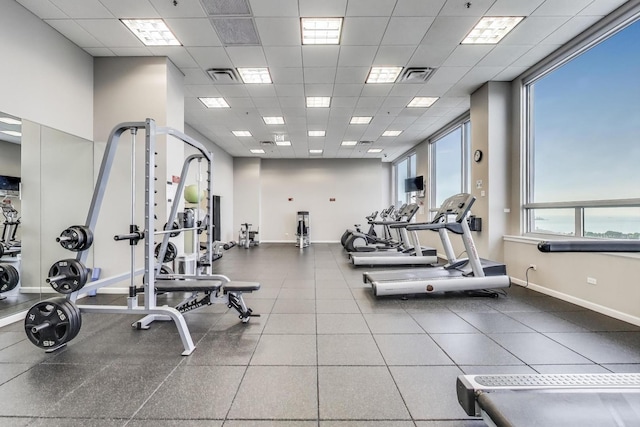 1841 S Calumet Ave Unit 1808, Chicago, IL 60616 - gym with a paneled ceiling and baseboards