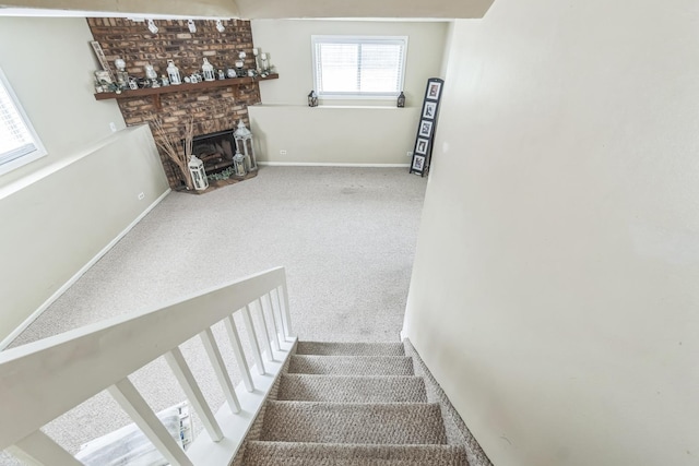 1316 Fireside Ct, Naperville, IL 60564 - staircase with carpet flooring and a fireplace