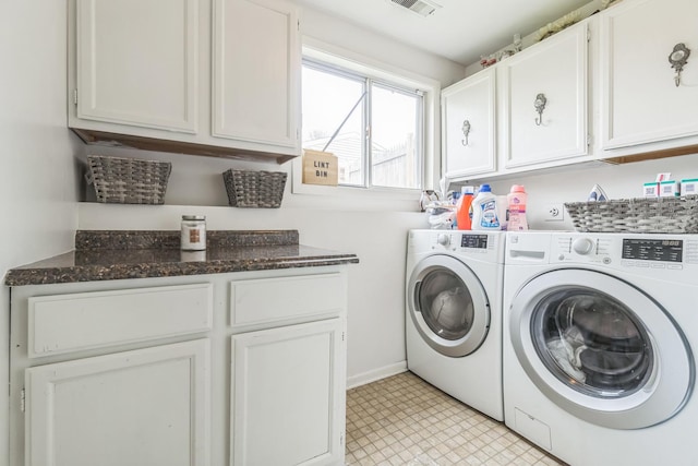 1316 Fireside Ct, Naperville, IL 60564 - laundry area with washer and clothes dryer, cabinet space, and light floors