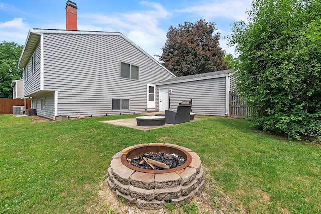 1316 Fireside Ct, Naperville, IL 60564 - rear view of property with a fire pit, a chimney, and a patio area
