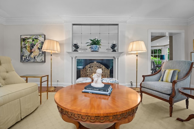 545 Sheridan Rd, Winnetka, IL 60093 - living area featuring ornamental molding and a fireplace