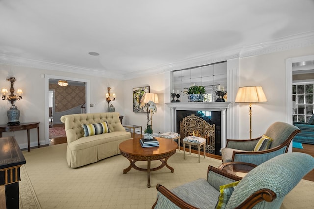 545 Sheridan Rd, Winnetka, IL 60093 - living area with ornamental molding and a premium fireplace