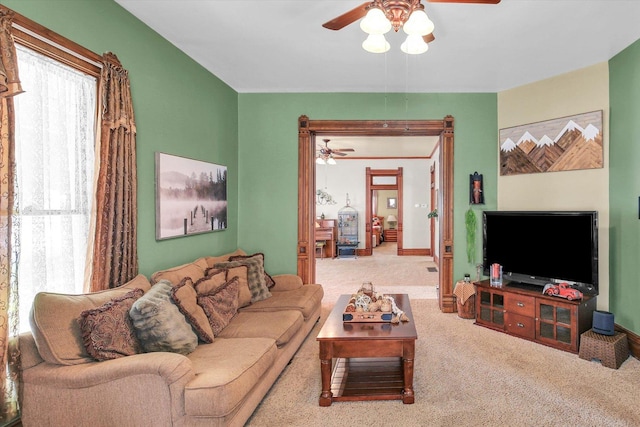 201 W Yates, Newman, IL 61942 - carpeted living area with a ceiling fan