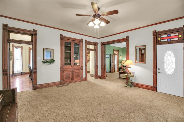 201 W Yates, Newman, IL 61942 - foyer entrance featuring carpet flooring and ceiling fan