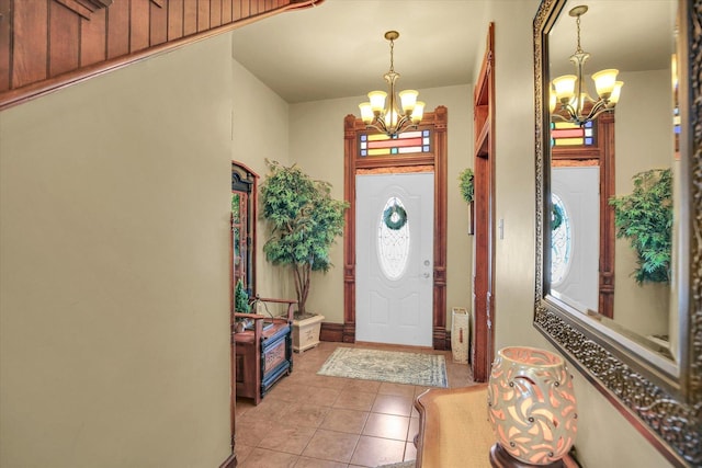 201 W Yates, Newman, IL 61942 - foyer entrance featuring a chandelier and light tile patterned floors