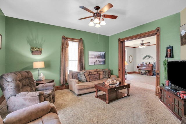 201 W Yates, Newman, IL 61942 - living room with ceiling fan and carpet