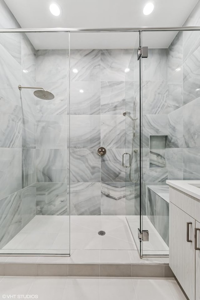 2138 N Sawyer Ave Unit 2, Chicago, IL 60647 - full bath featuring recessed lighting, a shower stall, and vanity