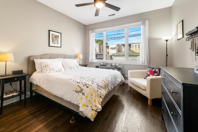 2656 N Hamlin Ave Unit 1W, Chicago, IL 60647 - bedroom with dark wood-style flooring and ceiling fan