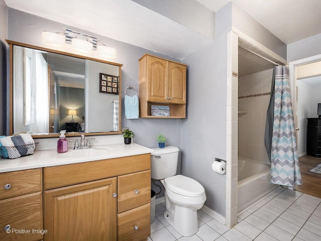 18902 Jonathan Ln, Homewood, IL 60430 - bathroom with vanity, shower / bathtub combination with curtain, and tile patterned floors
