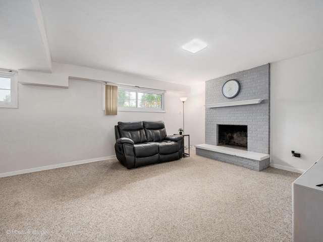 18902 Jonathan Ln, Homewood, IL 60430 - living area featuring plenty of natural light, a brick fireplace, and carpet