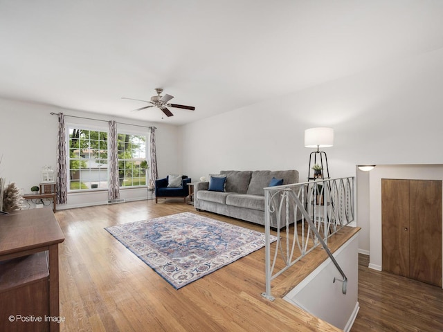 18902 Jonathan Ln, Homewood, IL 60430 - living room featuring a ceiling fan and wood finished floors