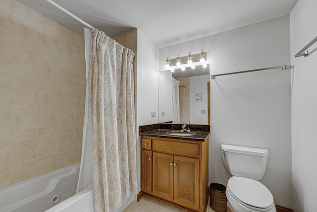 7050 183rd St Unit 409, Tinley Park, IL 60477 - bathroom with vanity, shower / bath combination with curtain, and tile patterned flooring