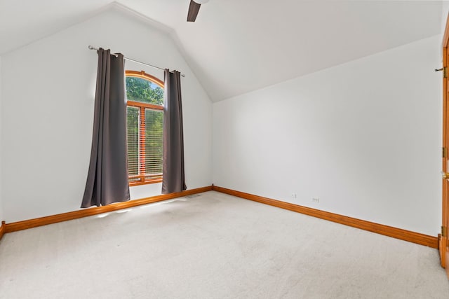 552 Waters Edge Dr, South Elgin, IL 60177 - additional living space featuring carpet floors, vaulted ceiling, and a ceiling fan