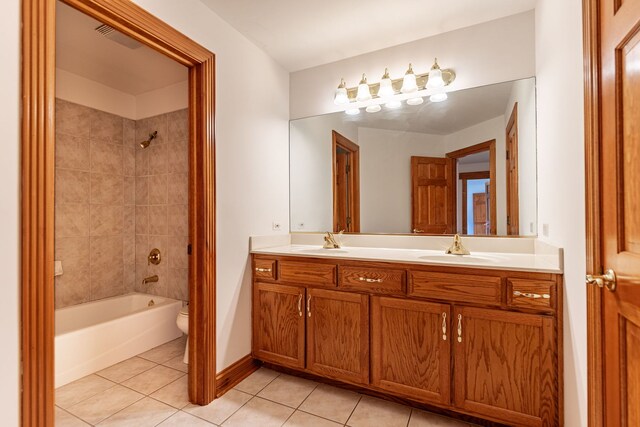 552 Waters Edge Dr, South Elgin, IL 60177 - bathroom with tile patterned floors, double vanity, and shower / bathtub combination