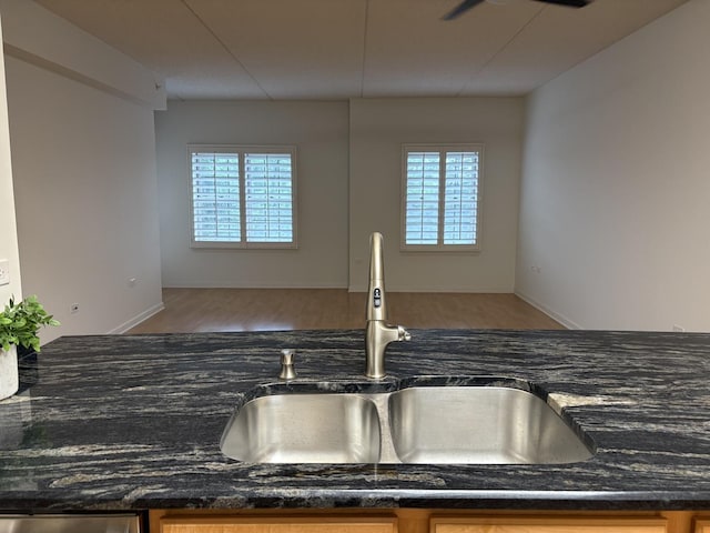 200 N Addison Ave Unit 505, Elmhurst, IL 60126 - kitchen view of wood finished floors and dark stone countertops