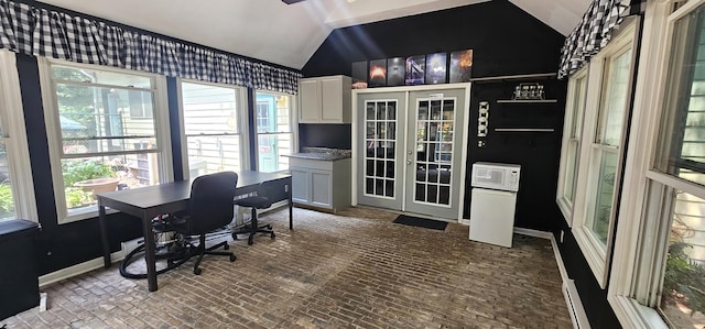 2S720 Nelson Lake Rd, Batavia, IL 60510 - office space with lofted ceiling, french doors, healthy amount of natural light, and brick flooring