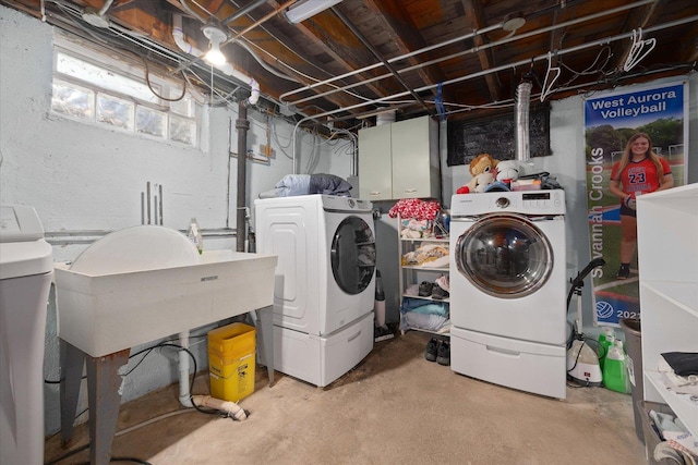 233 S Elmwood Dr, Aurora, IL 60506 - washroom with independent washer and dryer and cabinet space
