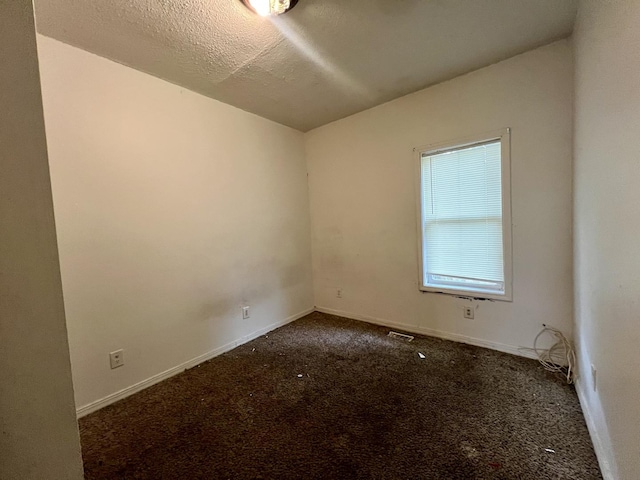 1205 W Beech St, Urbana, IL 61801 - unfurnished room with dark carpet, vaulted ceiling, and a textured ceiling