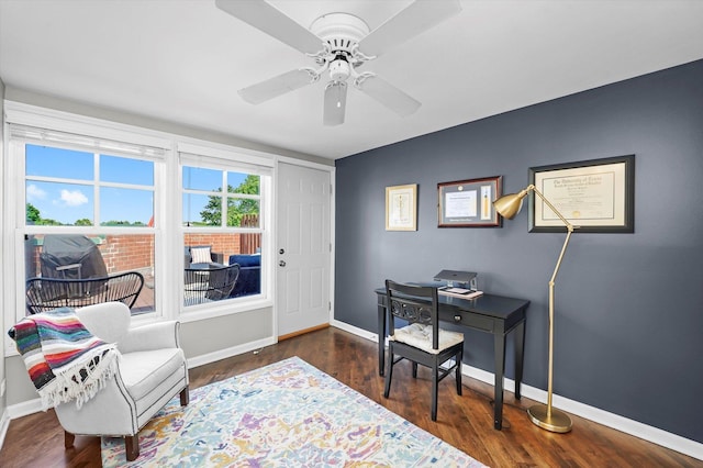 2500 N Seminary Ave Unit 4W, Chicago, IL 60614 - office area featuring ceiling fan and wood finished floors