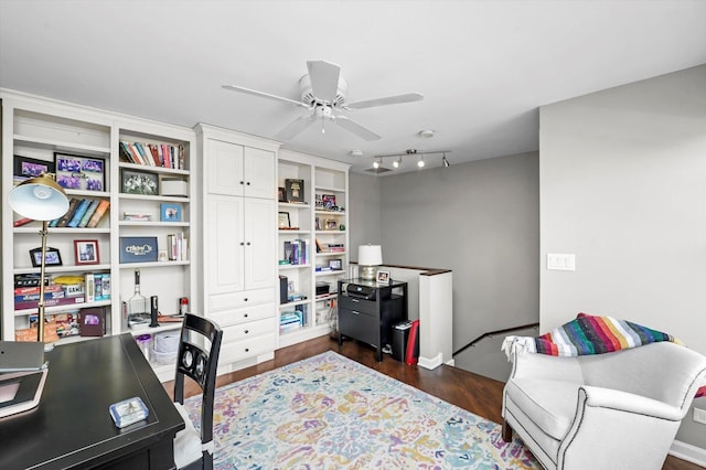 2500 N Seminary Ave Unit 4W, Chicago, IL 60614 - office area with ceiling fan and dark wood finished floors