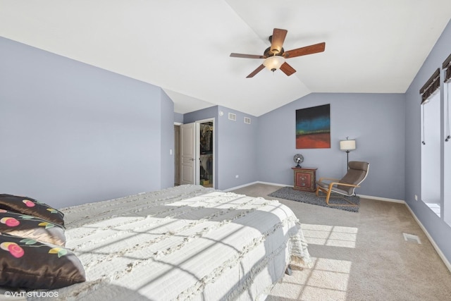 15130 Laurel Ln, Lockport, IL 60441 - bedroom with carpet flooring, vaulted ceiling, and a ceiling fan