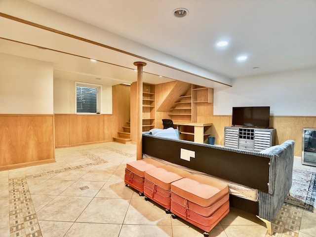 249 Jervey Ln, Bartlett, IL 60103 - reception with wooden walls, wainscoting, stairway, and recessed lighting