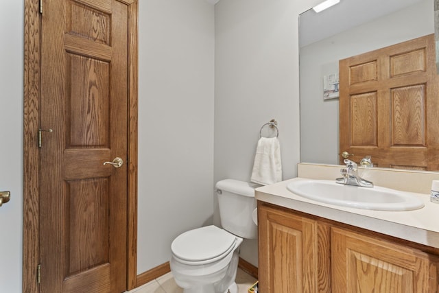 925 Magnolia Dr, Bourbonnais, IL 60914 - half bathroom with vanity and tile patterned floors