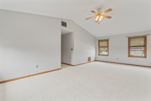 925 Magnolia Dr, Bourbonnais, IL 60914 - empty room featuring lofted ceiling, light carpet, and a ceiling fan