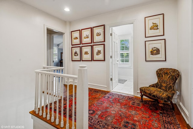 3233 Park Pl, Evanston, IL 60201 - corridor featuring an upstairs landing, recessed lighting, and tile patterned flooring