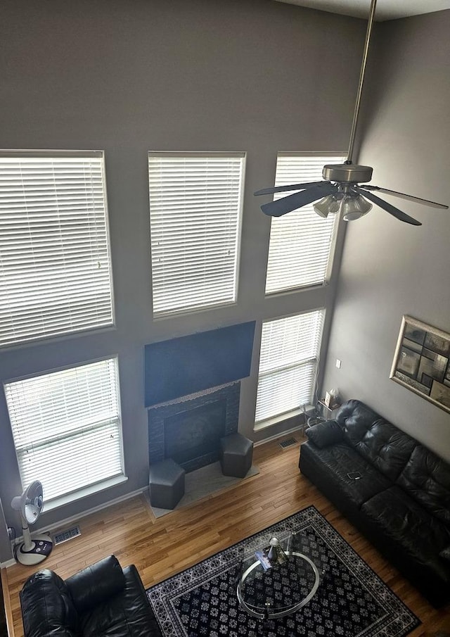 20 Lily Ct, Bolingbrook, IL 60440 - living area featuring a ceiling fan and wood finished floors