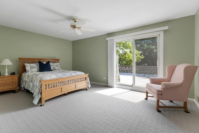 221 Pin Oak Dr, Wilmette, IL 60091 - bedroom featuring access to outside, light carpet, and a ceiling fan
