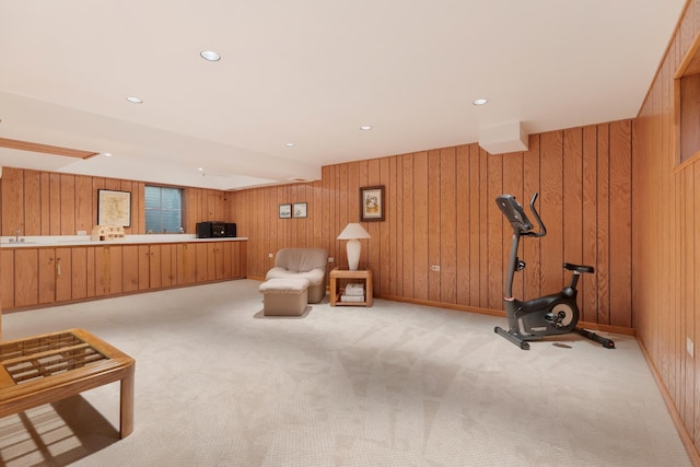 221 Pin Oak Dr, Wilmette, IL 60091 - unfurnished room with carpet, wooden walls, and recessed lighting