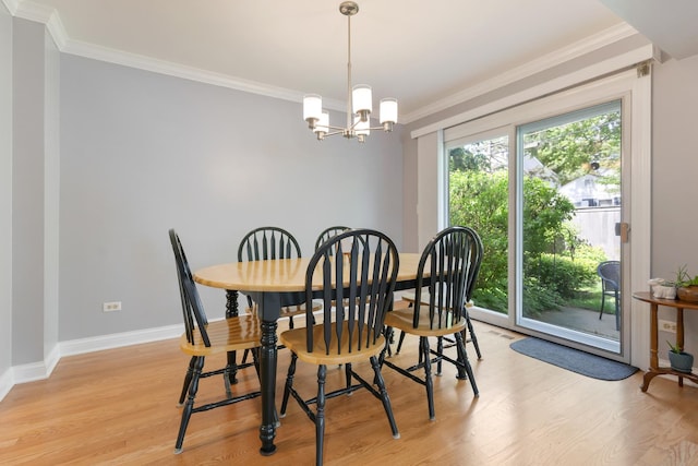 221 Pin Oak Dr, Wilmette, IL 60091 - dining area with ornamental molding, light wood-type flooring, and a chandelier