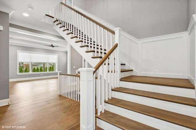 411 S Berkley Ave, Elmhurst, IL 60126 - stairs featuring wood finished floors and a ceiling fan