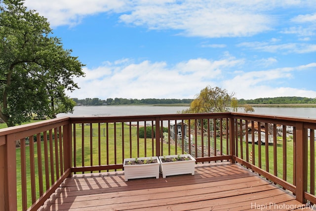 27892 W Bayview Dr, Ingleside, IL 60041 - deck featuring a water view and a lawn