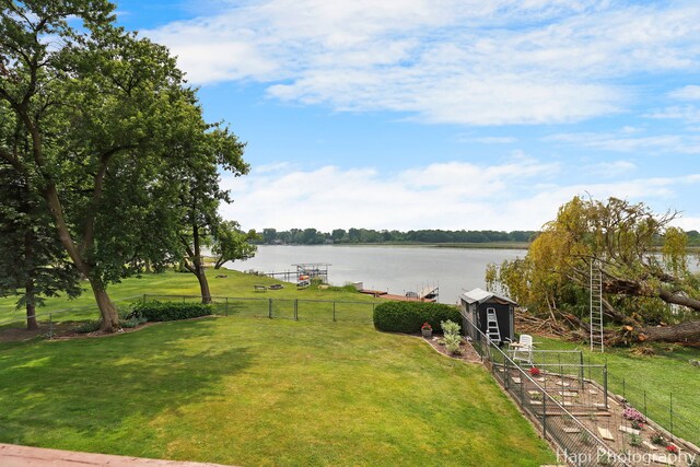 27892 W Bayview Dr, Ingleside, IL 60041 - view of yard featuring a water view and a shed