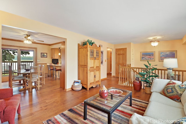 27892 W Bayview Dr, Ingleside, IL 60041 - living room featuring wood finished floors and a ceiling fan