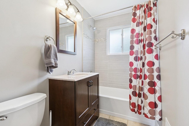 9333 Kildare Ave, Skokie, IL 60076 - bathroom with shower / bath combination with curtain, vanity, and tile patterned flooring