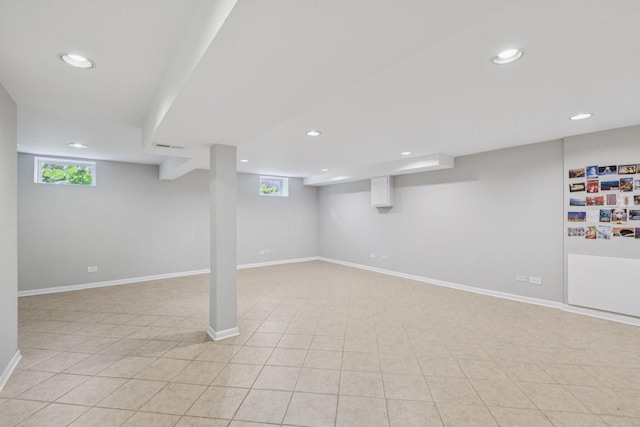 9333 Kildare Ave, Skokie, IL 60076 - below grade area featuring recessed lighting, light tile patterned floors, and plenty of natural light