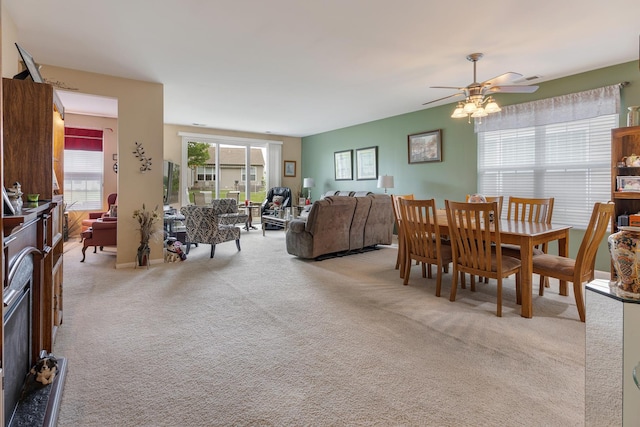 11692 Sunderlin Dr, Huntley, IL 60142 - dining area featuring light colored carpet and a ceiling fan