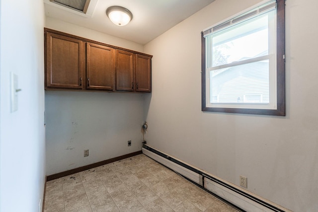 102 Mattek Ave, Dekalb, IL 60115 - laundry room featuring baseboard heating, cabinet space, and electric dryer hookup