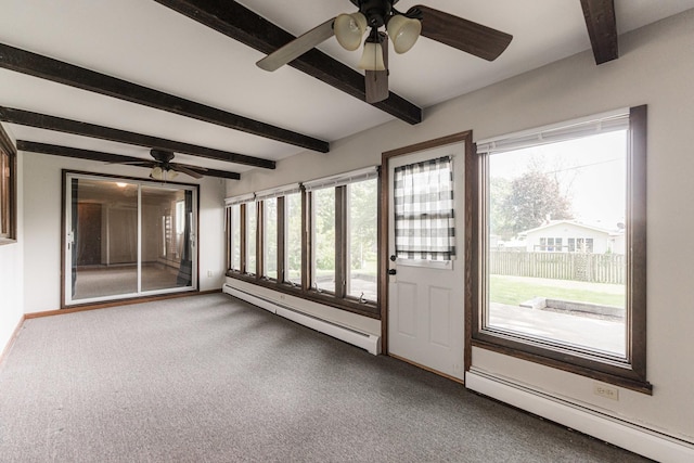 102 Mattek Ave, Dekalb, IL 60115 - unfurnished sunroom featuring baseboard heating and beamed ceiling