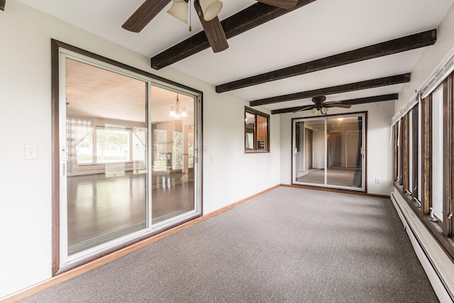 102 Mattek Ave, Dekalb, IL 60115 - unfurnished sunroom featuring a baseboard radiator and beam ceiling
