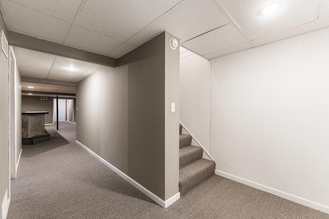 102 Mattek Ave, Dekalb, IL 60115 - corridor featuring carpet flooring, a drop ceiling, stairway, and recessed lighting